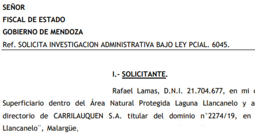 LLANCANELO, DESASTRE AMBIENTAL, PROVOCADO POR EL GOBIERNO DE MENDOZA. “PRIMERA DENUNCIA”. SE ROBARON UN RÍO.