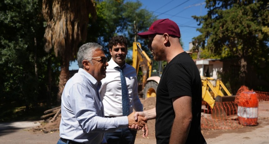 Allasino y Cornejo recorrieron una obra histórica de saneamiento que ya se ejecuta en Perdriel