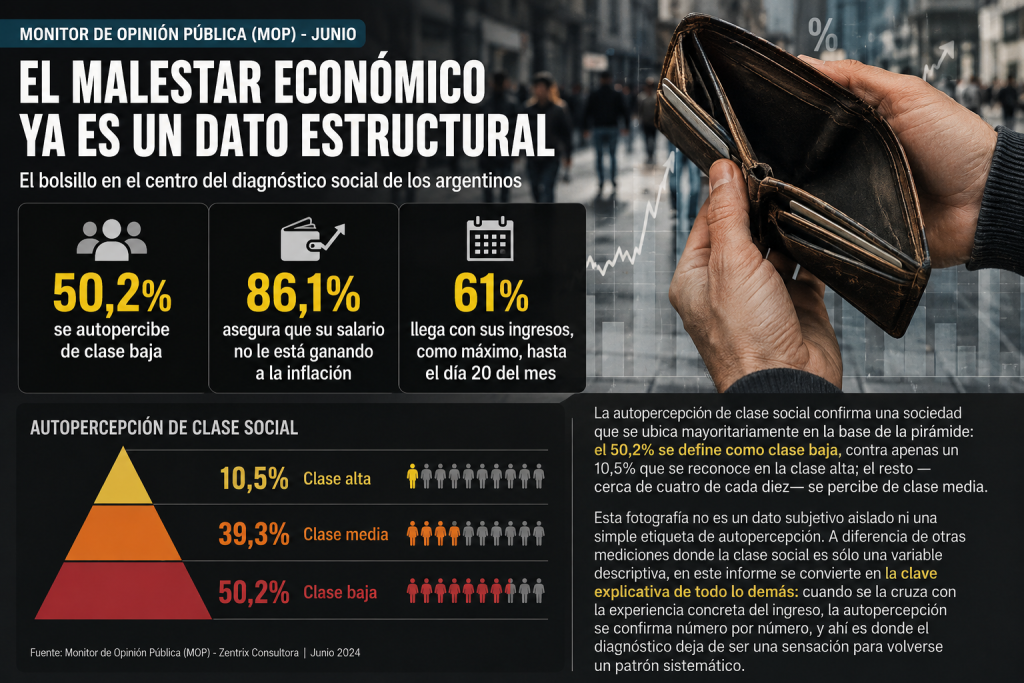 La mitad del pa&iacute;s se percibe clase baja y casi 9 de cada 10 asegura que su salario no le gana a la inflaci&oacute;n   