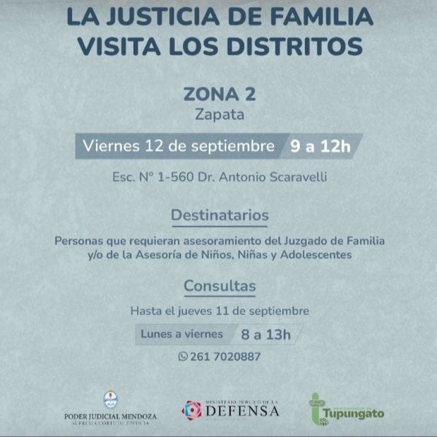 La Justicia de Familia: Visitando los Distritos para Asesoramiento en Procesos Legales