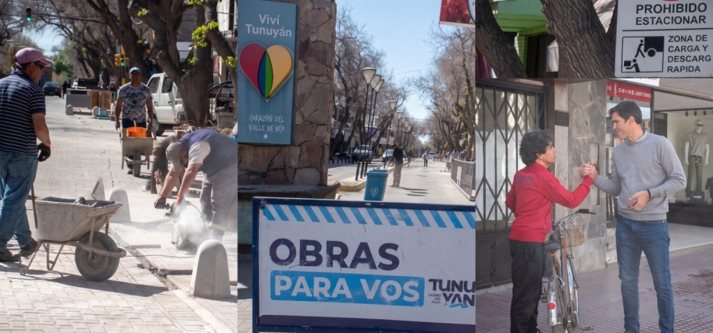 Tunuy&aacute;n trabaja en obras sobre Av. Carlos Pellegrini para potenciar el crecimiento del sector comercial
