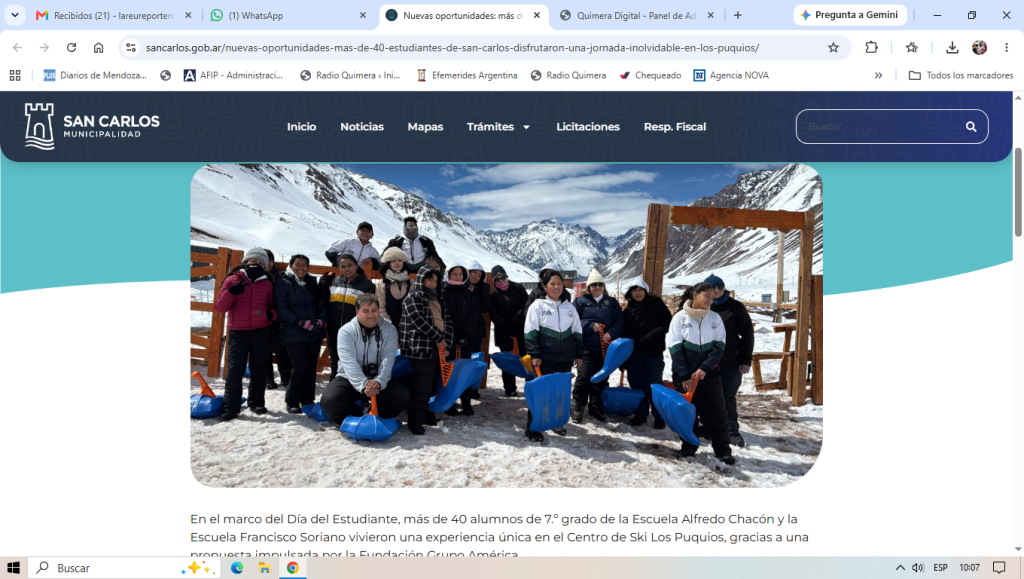Nuevas oportunidades: m&aacute;s de 40 estudiantes de San Carlos disfrutaron una jornada inolvidable en Los Puquios