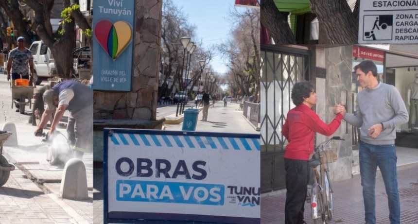 Tunuy&aacute;n trabaja en obras sobre Av. Carlos Pellegrini para potenciar el crecimiento del sector comercial