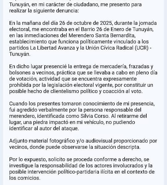 FUERTE DENUNCIA A CAMBIA MENDOZA Y LLA POR ENTREGA DE BOLSONES EN PLENO PROCESO ELECCIONARIO